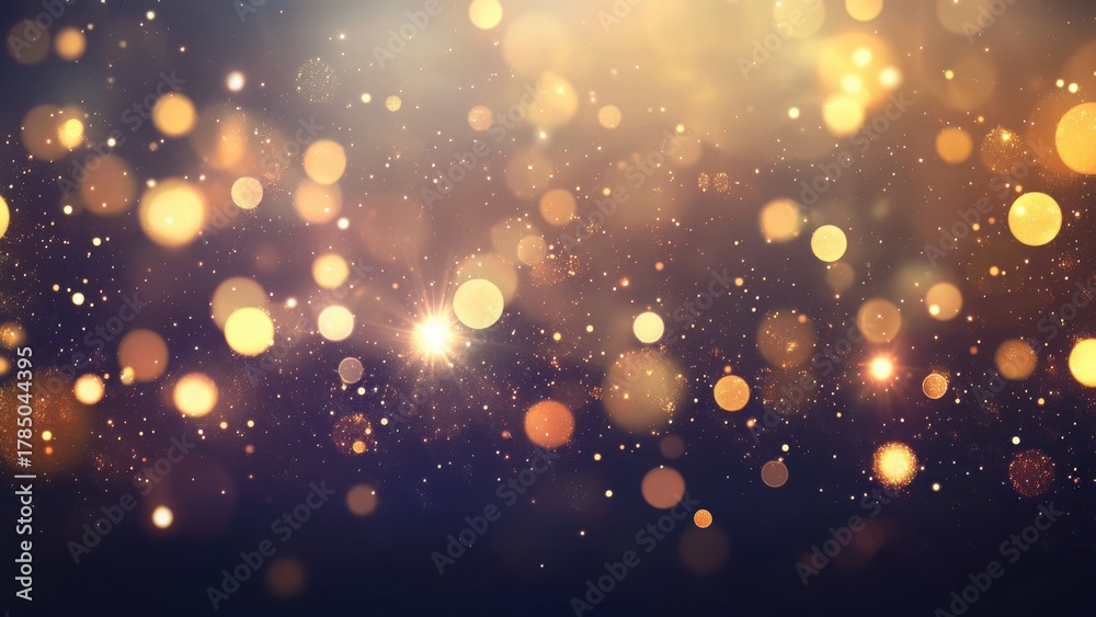 Obraz premium ゴールドの光粒 背景素材 ラグジュアリーなイルミネーション風
