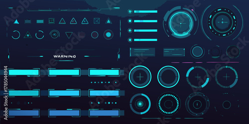 Futuristic digital user interface elements and futuristic hud elements collection