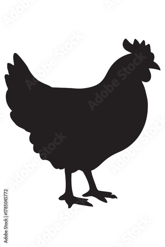 Bold chicken silhouette for farm fresh branding and rustic designs, ideal for agriculture, food products, and charming country themes, perfect for logo design