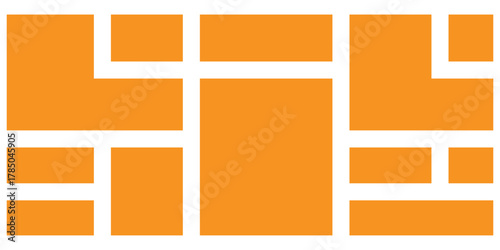 Orange colour bento-grid icons on white background. Abstract bento-grid icons set on white background. EPS 10. 