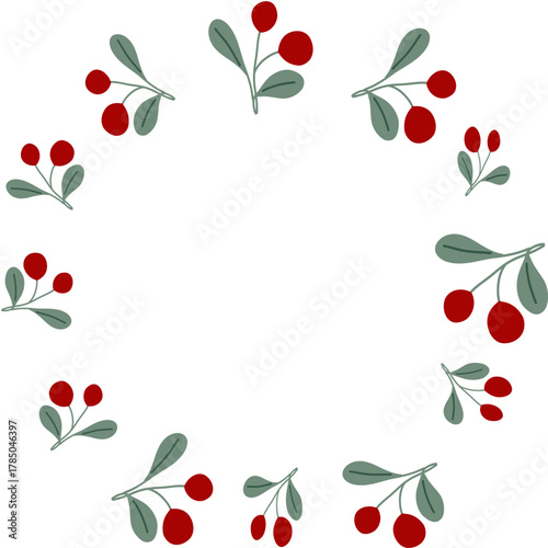 frame with cherry Hand-Drawn Vector Pattern with Cute Animals, Kids Socks, Christmas Accessories, Cozy Holiday Design perfect for fabric, gifts, vector illustration 