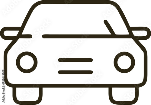 simple line outline of sedan car front view
