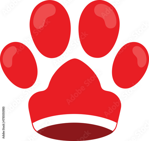 red paw print with four toes animal track