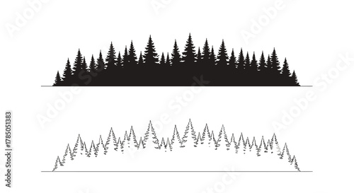 a silhouette of trees above a jagged line graph