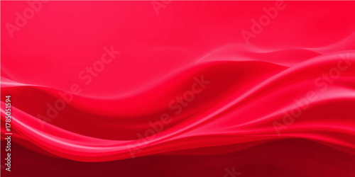 Flowing soft red silk satin fabric texture backdrop with subtle light and curve waves
