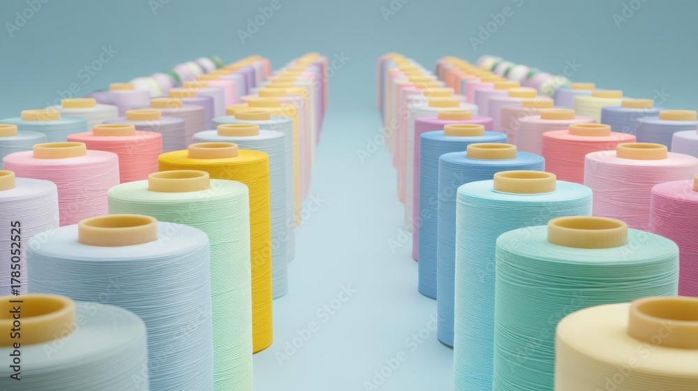 Fototapeta premium Ribbon spools creating diagonal patterns