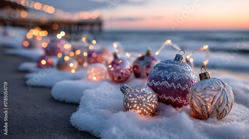 christmas lights on the beach
