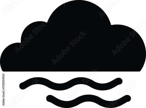 Black cloud and wind icon