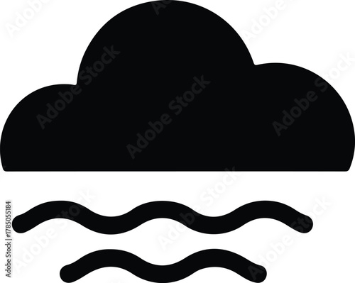 Black Cloud Over Wavy Lines Icon weather forecast