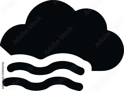 Dark Gray Cloud and Wind Icon Isolated weather symbol