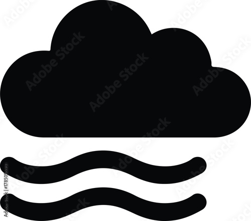 Gray Cloud and Wind Icon weather symbol