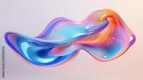 Futuristic holographic liquid shapes on a light background representing motion and sophistication