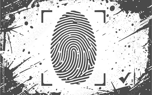 Vector black fingerprint texture. Black fingerprint on white transparent background. Criminal identity recognition. Fingerprint pattern of ridges, furrows. Black ink smear, detail of human skin for