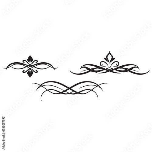 Set of Three Decorative Flourishes and Ornaments design element