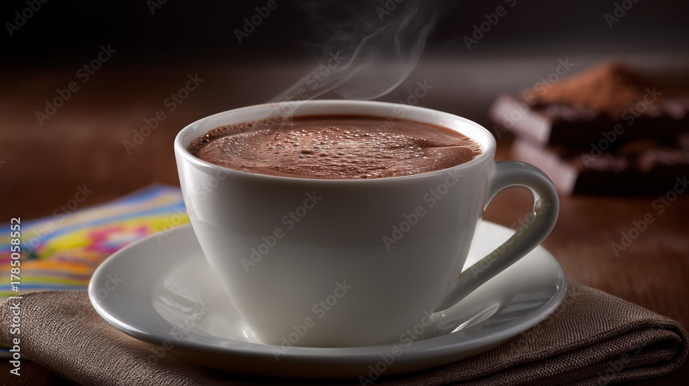 Fototapeta premium Taza de chocolate caliente en la mesa