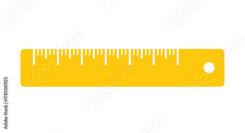 A simple yellow ruler with clear measurement markings for accurate length determination.