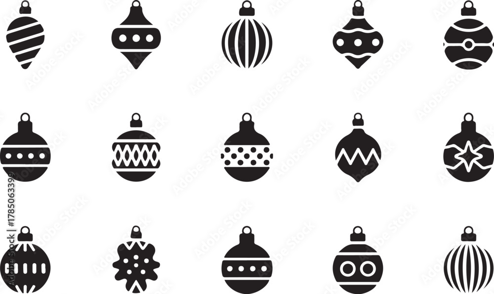 Naklejka premium Christmas Festive Holiday Ornament Ball Sets Vector Design 