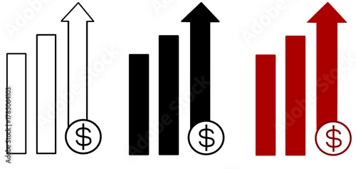 Financial Growth Bar Chart with Dollar sign and Up Arrow 