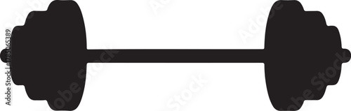 Black silhouette of a barbell with weight plates on a white background weightlifting fitness on transparent background