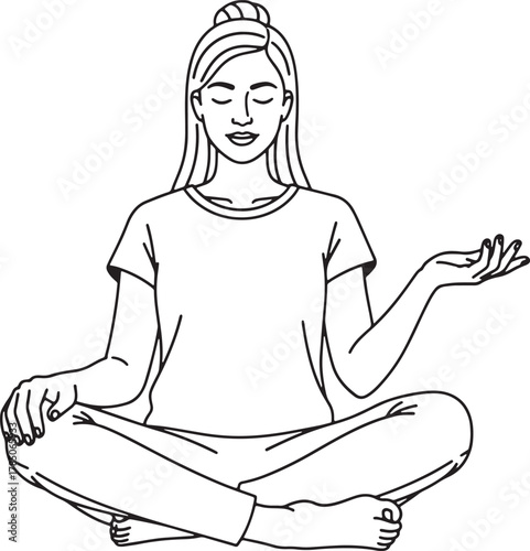 Woman meditating in lotus pose with eyes closed