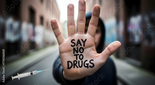 text say no to drugs international day against drug abuse and illicit trafficking world mental health day global event	
