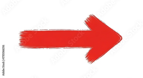 Wallpaper Mural A red arrow pointing right with a rough brush stroke texture on a white background simple illustration Torontodigital.ca