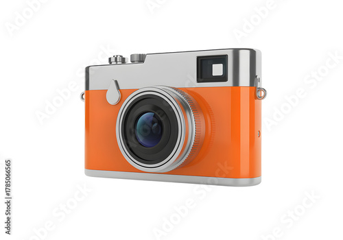 Retro orange camera with silver accents embodies classic photography style and vintage aesthetic appeal