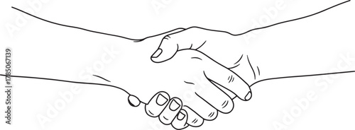 Sketch of two hands shaking in agreement and partnership