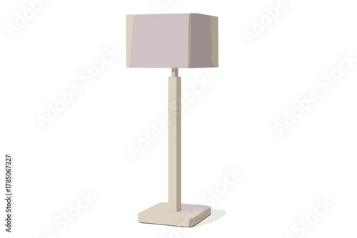 Modern floor lamp with rectangular beige shade and square base
