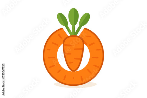 Stylized carrot icon design featuring a circular slice element