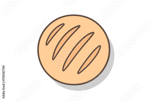 Round loaf of bread with diagonal scoring marks