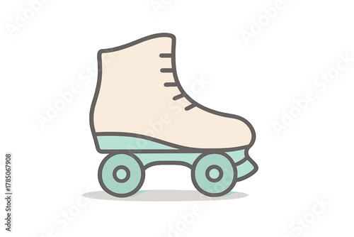 Retro style quad roller skate icon featuring pastel colors