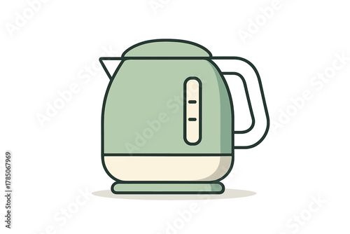 Modern electric kettle appliance with visible water level indicator