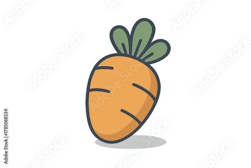Cute cartoon carrot vegetable icon with green leaves