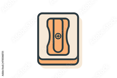 Simple pencil sharpener icon with rounded edges and sticker effect