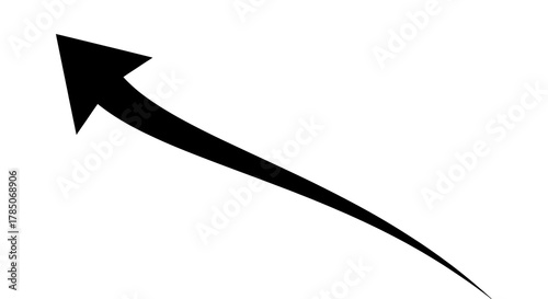 A simple black arrow pointing upwards and slightly to the left on a plain white background plane