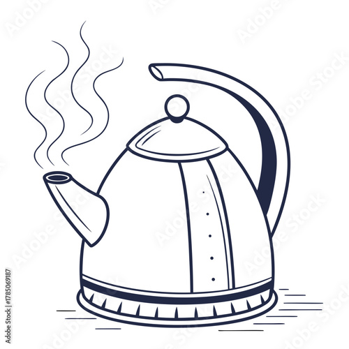 Steaming Kettle with Lid and Spout illustration water