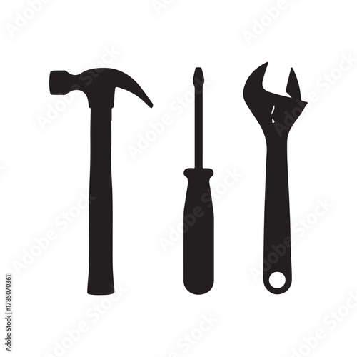 plier hammers silhouette vector icon