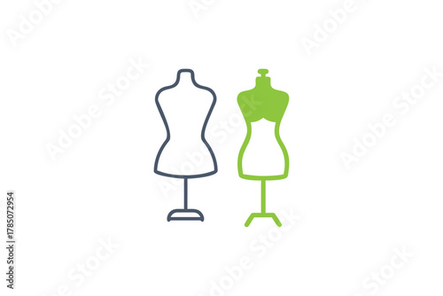 Fashion Design Mannequins Icon Representing Tailoring Dressmaking and Clothing Industry