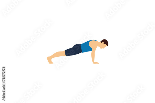 Man Performing Plank Exercise Fitness Workout for Core Strength and Healthy Lifestyle