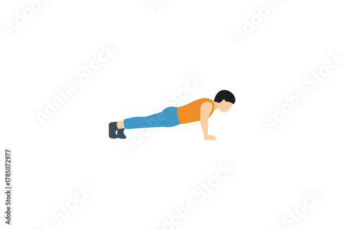 Man Performing Plank Exercise Fitness Workout for Core Strength and Physical Training
