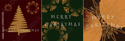 Elegant Dark Christmas Card Set with Tree and Snowflake Designs 