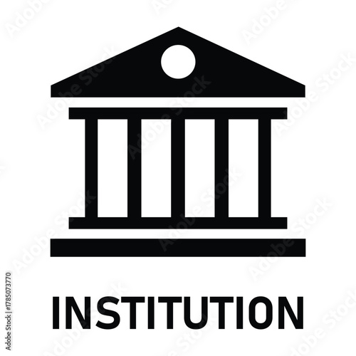 Government building icon set in black silhouette style representing institutions, museums, law, politics, and public infrastructure