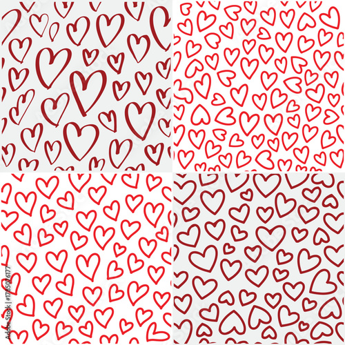 Seamless red heart pattern background for love and valentine design
