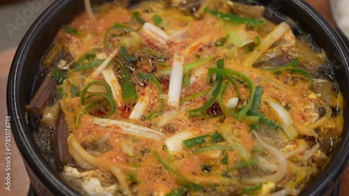 Korean traditional food. Spicy Beef and Vegetable Soup : yukgaejang