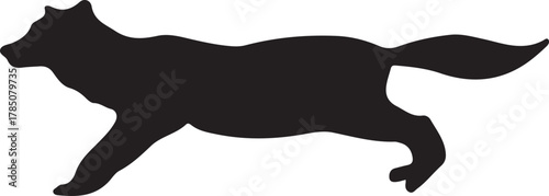 Running Wolf or Coyote Silhouette Black Vector Icon