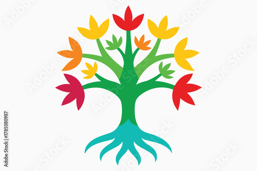Elimination of Racial Discrimination Vector – Unity Tree of Humanity with Diverse Faces and Hands