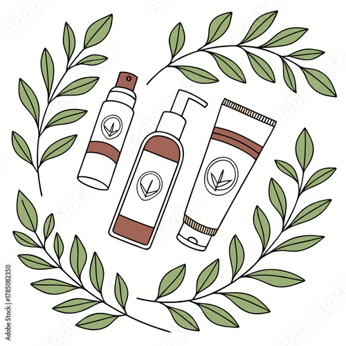 Botanical skincare product collection