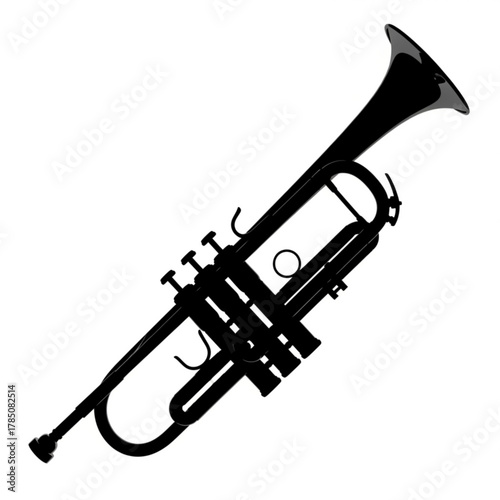 Black trumpet silhouette isolated on white background