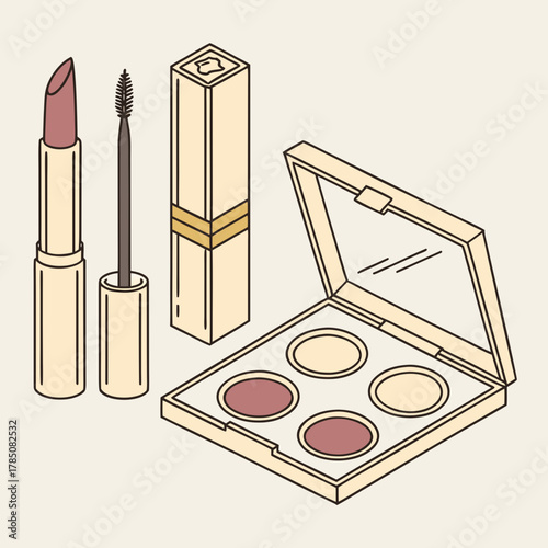 Cosmetic products including lipstick, mascara and eyeshadow palette